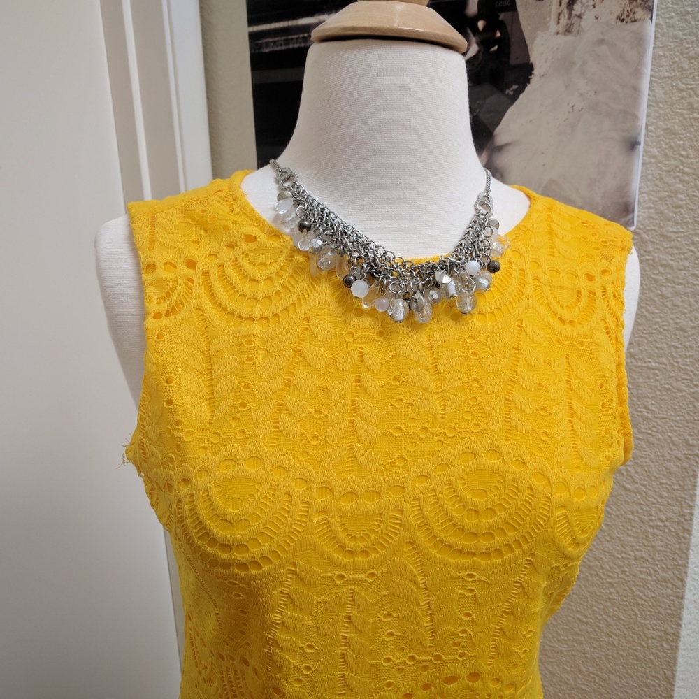 Goldenrod Yellow Petite Lily Lace Sheath Dress